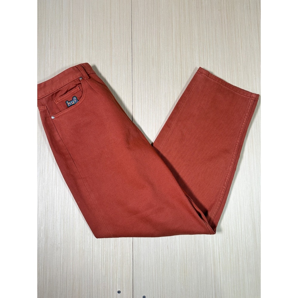 HUF Worldwide Cromer Pants Mens 32 Brown Cotton 5-Pockets Flat Front Tapered Leg